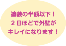 塗装の半額以下！2日ほどで外壁がキレイになります！